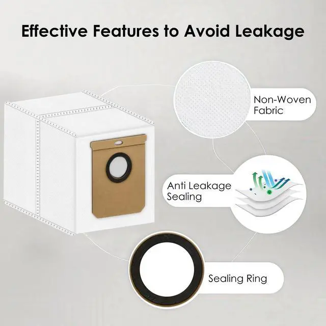 Alt view image 4 of 6 - 16 Pack Dust Bags for Eufy L50, L60, L50 SES, L60 SES Robot Vacuums Self-Empty Station, Large Capacity Disposable Replacement Vacuum Bags