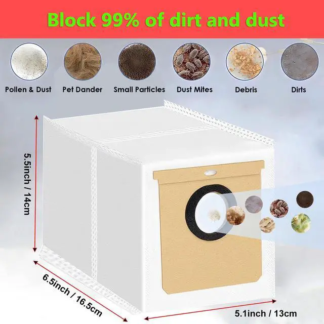 Alt view image 2 of 6 - 16 Pack Dust Bags for Eufy L50, L60, L50 SES, L60 SES Robot Vacuums Self-Empty Station, Large Capacity Disposable Replacement Vacuum Bags