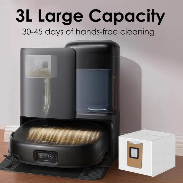 Alt view image 6 of 7 - 16 Pack Dust Bags for Eufy Omni E25, Omni E28 Robot Vacuum, 3L Large Capacity Disposable Replacement Vacuum Bags