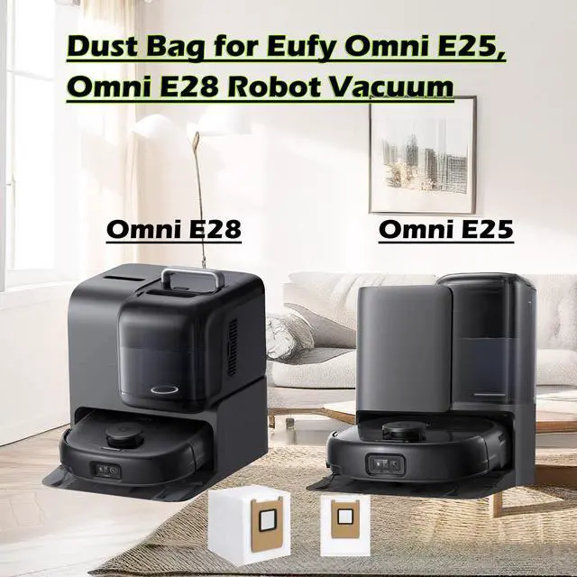 Alt view image 3 of 7 - 16 Pack Dust Bags for Eufy Omni E25, Omni E28 Robot Vacuum, 3L Large Capacity Disposable Replacement Vacuum Bags