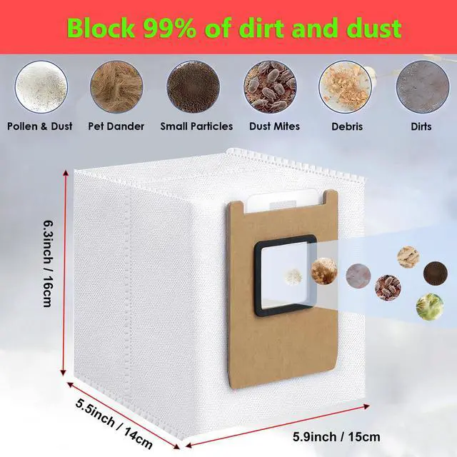 Alt view image 2 of 7 - 16 Pack Dust Bags for Eufy Omni E25, Omni E28 Robot Vacuum, 3L Large Capacity Disposable Replacement Vacuum Bags