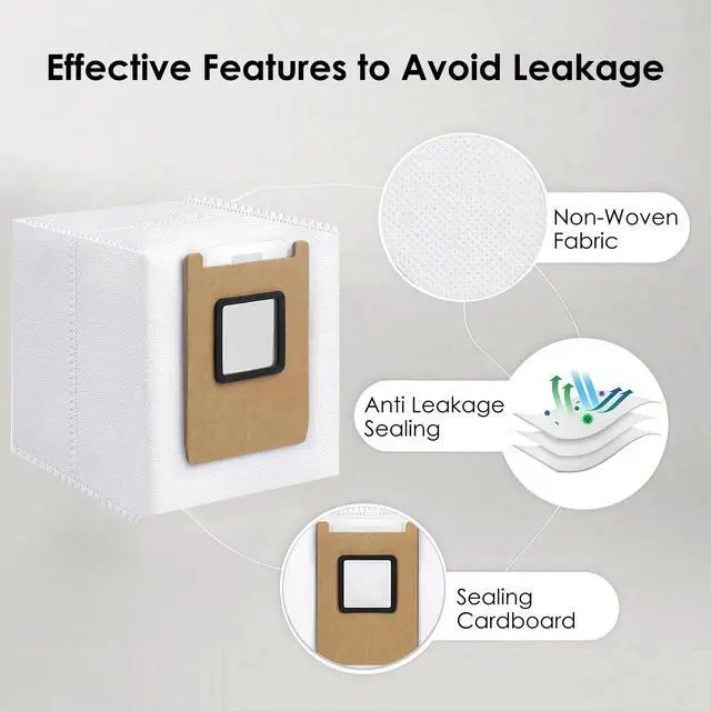 Alt view image 4 of 7 - 16 Pack Dust Bags for Eufy Omni E25, Omni E28 Robot Vacuum, 3L Large Capacity Disposable Replacement Vacuum Bags