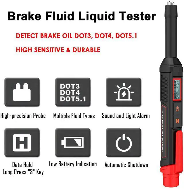 Alt view image 2 of 7 - Brake Fluid Tester Pen, Automotive Brake Fluid Liquid Tester, High-Precision Brake Fluid Moisture Tester, Oil Moisture Tester Analyzer Meter and Calibrated for DOT3, DOT4, DOT5.1