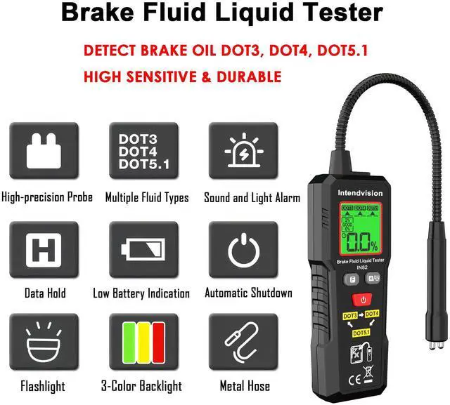 Alt view image 2 of 7 - Intendvision Brake Fluid Tester, Automotive Brake Fluid Moisture Tester with 8.5-Inch Corrosion Resistance Probe
