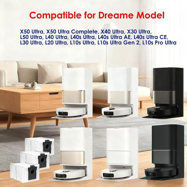 Alt view image 3 of 6 - 16 Pack Dust Bags Replacement for Dreame X50 X40 X30 L50 L40 L40s Ultra / L10s Pro Ultra / L10s Ultra Gen 2 Robot Vacuum Cleaner, 3.2L Large Capacity Vacuum Bags