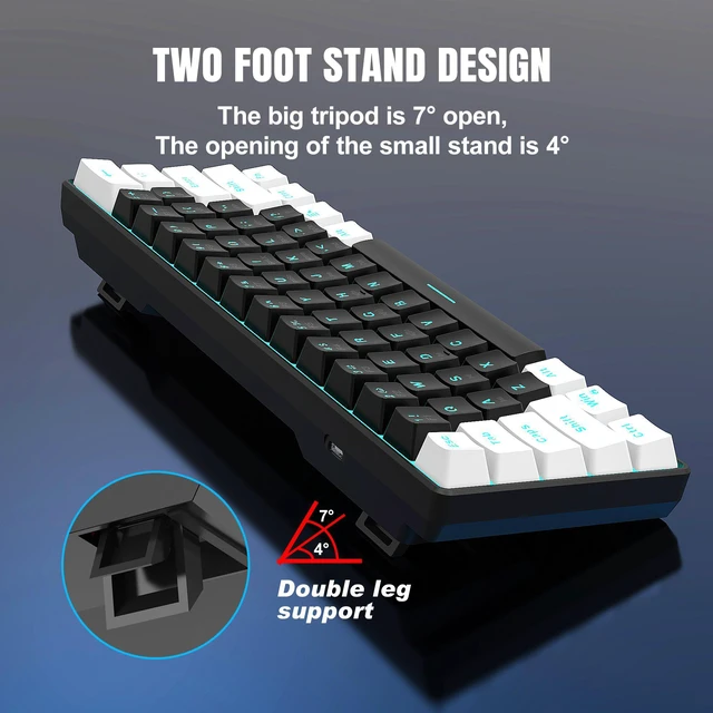 Alt view image 4 of 7 - Mechanical Gaming Keyboard, RGB Backlit Wired Keyboard, 61 Keys Computer Keyboard with Multiple Lighting Modes for Windows/Desktop/Laptops/PC, Blue Switch (White Black)