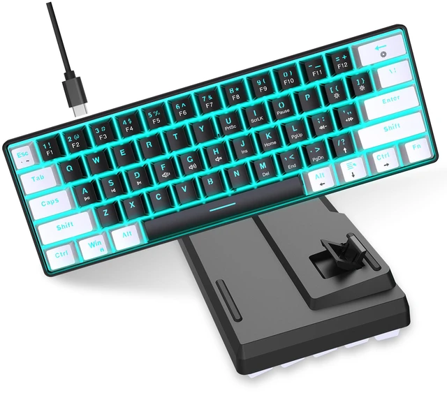 Alt view image 6 of 7 - Mechanical Gaming Keyboard, RGB Backlit Wired Keyboard, 61 Keys Computer Keyboard with Multiple Lighting Modes for Windows/Desktop/Laptops/PC, Blue Switch (White Black)