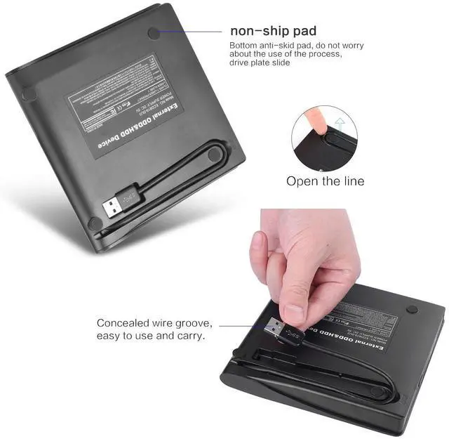 Alt view image 6 of 7 - Intendvision External CD DVD Drive USB 3.0 Portable Slim DVD/CD ROM +/-RW +/-R Optical Drive Player Reader Writer Burner for PC Laptop Computer Windows 11/10/8/7 (Black)