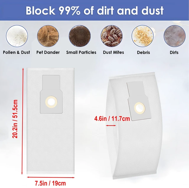Alt view image 2 of 7 - 12 Pack 53294 Style O HEPA Cloth Vacuum Bags Replacement for Kenmore Upright Vacuum Cleaners, Style O Vacuum Bags for Kenmore 5068 50105 BU1017 31140 31150 BU1005 BU1018
