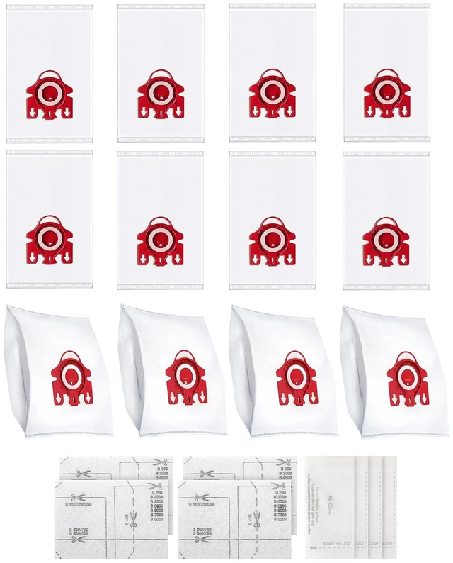 Main image of 12 Packs 3D Airclean Bags Compatible for Miele 3D FJM Vacuum Cleaner Bags FJM Dustbags, for Complete C1, Compact C1, Compact C2, S6, S4, S700 S500 S300 S200 Series with 4 Set Filters