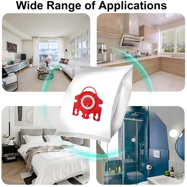Alt view image 6 of 7 - 12 Packs 3D Airclean Bags Compatible for Miele 3D FJM Vacuum Cleaner Bags FJM Dustbags, for Complete C1, Compact C1, Compact C2, S6, S4, S700 S500 S300 S200 Series with 4 Set Filters