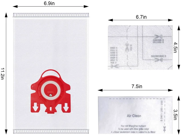 Alt view image 7 of 7 - 12 Packs 3D Airclean Bags Compatible for Miele 3D FJM Vacuum Cleaner Bags FJM Dustbags, for Complete C1, Compact C1, Compact C2, S6, S4, S700 S500 S300 S200 Series with 4 Set Filters