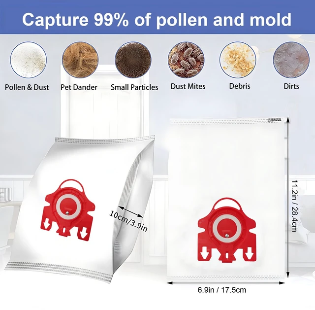 Alt view image 3 of 7 - 12 Packs 3D Airclean Bags Compatible for Miele 3D FJM Vacuum Cleaner Bags FJM Dustbags, for Complete C1, Compact C1, Compact C2, S6, S4, S700 S500 S300 S200 Series with 4 Set Filters