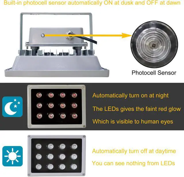 Alt view image 3 of 14 - AUTENS IR Illuminator, 850nm 12-Led Wide Angle IP67 Waterproof Night Vision IR Infrared Light for IP Camera CCTV Analogue Security Surveillance Camera with 12V DC Power Adapter (90 Degree)