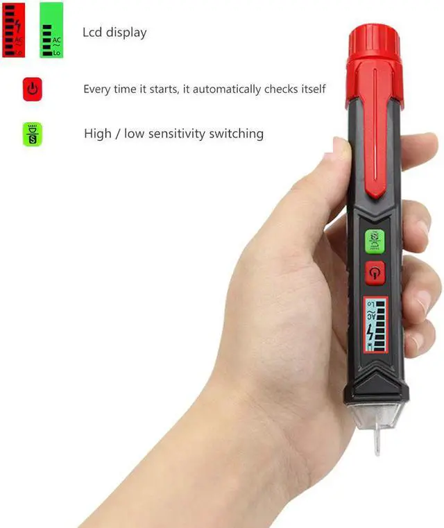 Alt view image 2 of 5 - AUTENS Voltage Tester, Dual Non Contact AC Voltage Detector for Range 12V-1000V/48V-1000V, Circuit Testers Auto Power-Off with Buzzer Alarm and LED Alarmed, Test Pencil with Flashlight