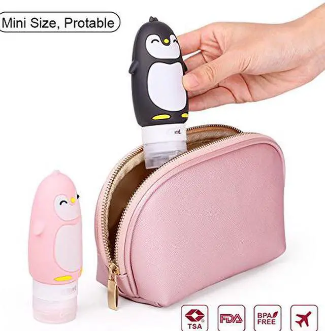 Alt view image 6 of 7 - AUTENS Leakproof Silicone Travel Bottles Accessories Set, 3oz (90ml) 4 Pack Refillable Cute Penguin Travel Containers for Shampoo, Conditioner, Liquid, Lotion, Sunscreen - FDA, TSA Approved & BPA Free