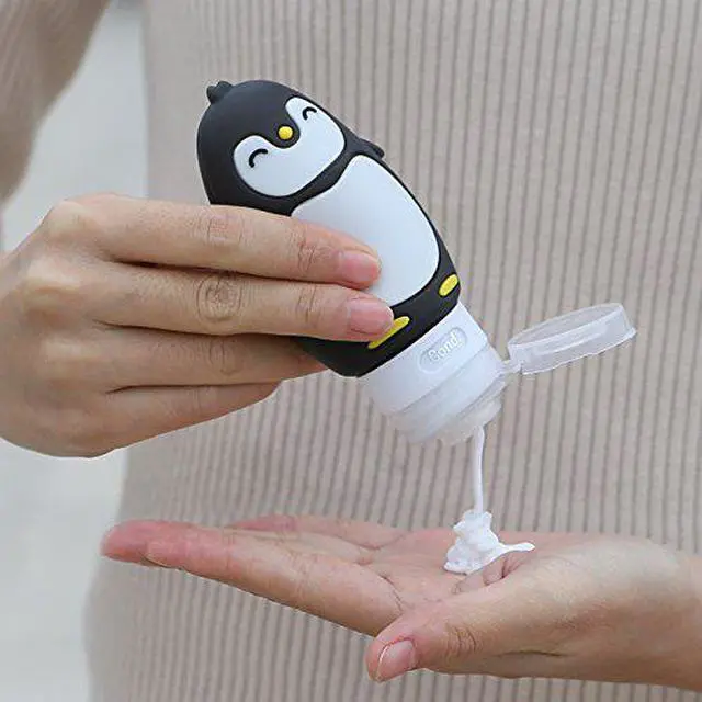 Alt view image 7 of 7 - AUTENS Leakproof Silicone Travel Bottles Accessories Set, 3oz (90ml) 4 Pack Refillable Cute Penguin Travel Containers for Shampoo, Conditioner, Liquid, Lotion, Sunscreen - FDA, TSA Approved & BPA Free
