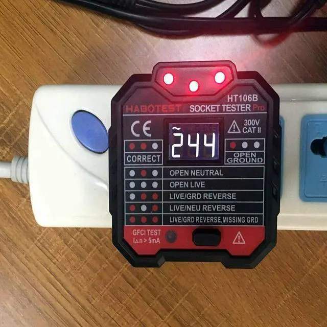 Alt view image 3 of 7 - AUTENS GFCI Outlet Tester, Socket Detector 48-250V Automatic Electric Power Circuit Polarity Voltage Detector Plug In Wall Breaker Finder Leakage Test With LED Voltage Display Screen
