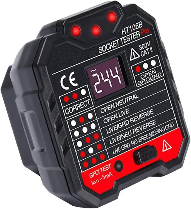 Main image of AUTENS GFCI Outlet Tester, Socket Detector 48-250V Automatic Electric Power Circuit Polarity Voltage Detector Plug In Wall Breaker Finder Leakage Test With LED Voltage Display Screen