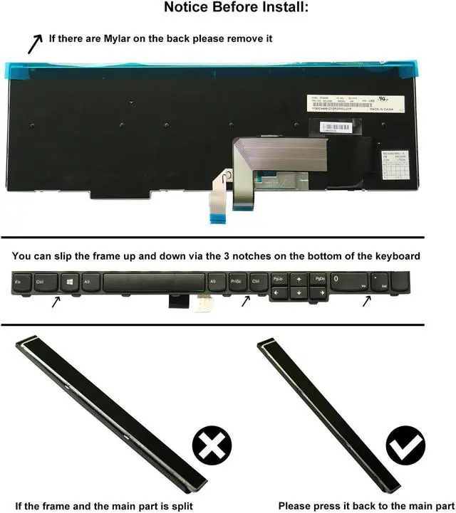 Alt view image 3 of 11 - AUTENS Keyboard for Lenovo ThinkPad T540 T540p L540 W540 W541 T550 W550 W550s T560 L560 L570 Laptop No Backlight (6 Fixing Screws), US Laptop Keyboard Replacement
