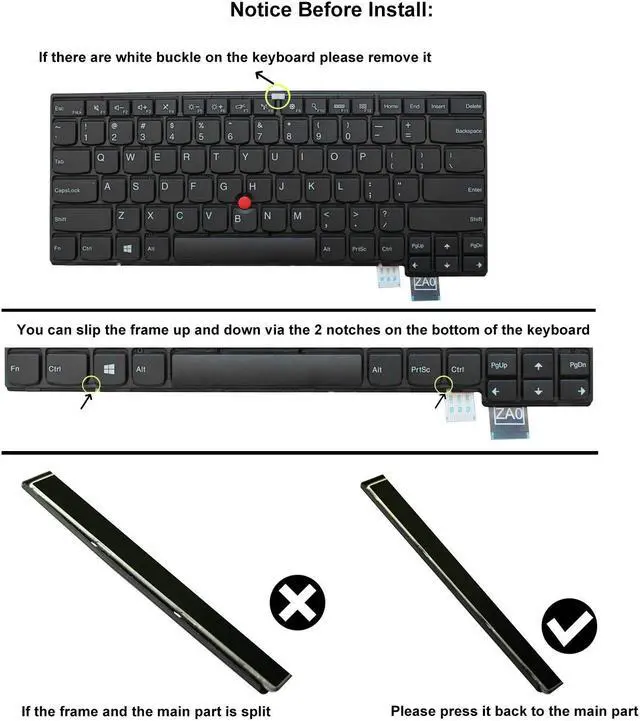 Alt view image 3 of 8 - AUTENS Keyboard for Lenovo ThinkPad T460s T470s (Not Fit T460 T460p T470 T470p) Laptop No Backlight (6 Fixing Screws), US Laptop Keyboard Replacement
