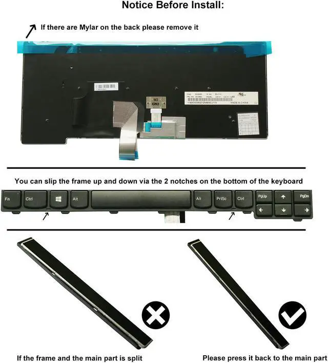 Alt view image 3 of 9 - AUTENS Keyboard for Lenovo ThinkPad T440 T440p T440s T431s T450 T450s Laptop No Backlight (6 Fixing Screws), US Laptop Keyboard Replacement