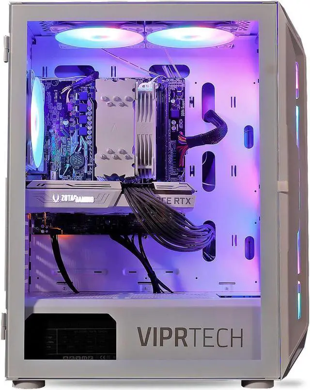 Alt view image 4 of 7 - ViprTech Ghost 2.0 Gaming PC - AMD Ryzen 5 5600 (4.4Ghz Turbo), RTX 3060 12GB, 16GB DDR4 3200, 1TB NVMe SSD, VR-Ready, Streaming, WiFi, RGB, Windows 11, 1 Year Warranty, Desktop Computer White