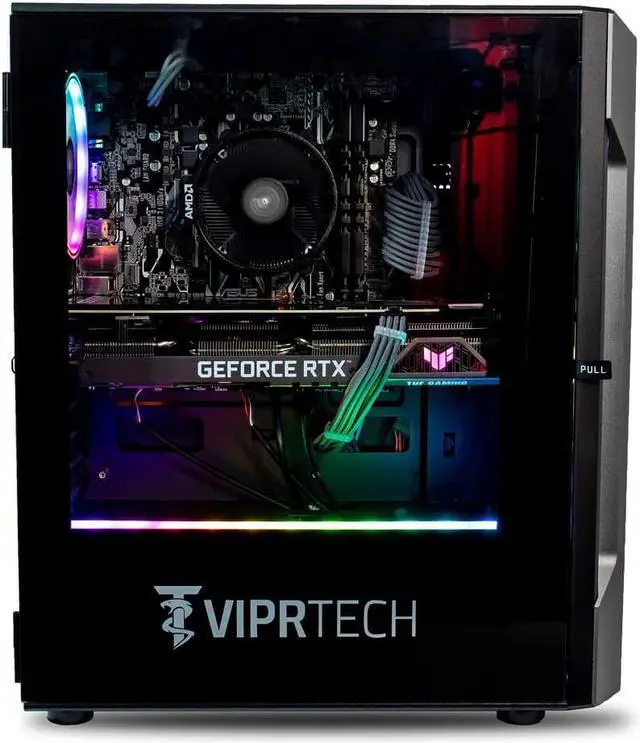 Alt view image 3 of 7 - ViprTech Rebel 3.0 Gaming PC - AMD Ryzen 5 3600 (4.2Ghz Turbo), RTX 3060 12GB, 32GB DDR4 3200, 1TB NVMe SSD, VR-Ready, Streaming, WiFi BT, RGB, Win 11, Desktop Computer Tower Black