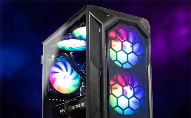 Alt view image 4 of 7 - ViprTech Ghost 3.0 Liquid-Cooled PC - AMD Ryzen 5 5600X (4.6Ghz Turbo), RTX 5060 8GB, 16GB DDR4 3200, 1TB NVMe SSD, VR-Ready, Streaming, RGB, Windows 11, Gaming Desktop Computer, Black