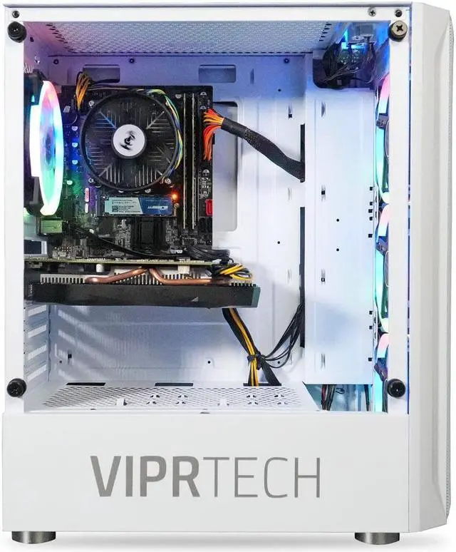 Alt view image 3 of 7 - ViprTech Mutineer Gaming PC Desktop - Intel Core i7 (3.8GHz), NVIDIA GTX 1660 Super 6GB, 16GB RAM, 512GB NVMe SSD, RGB Keyboard Mouse Mousepad, WiFi, Bluetooth, Win 10 Pro, Streaming, Editing, White