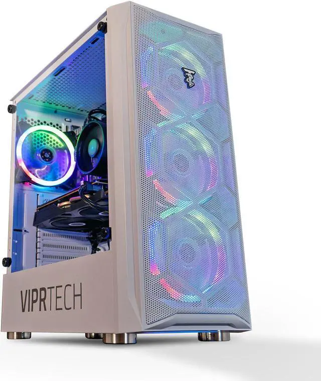 Main image of ViprTech Avalanche Gaming PC - AMD Ryzen 5 (3.6Ghz), AMD Radeon RX 580 8GB, 16GB DDR4 3200, 512GB NVMe SSD, 700W PSU, RGB, WiFi, Computer Desktop White