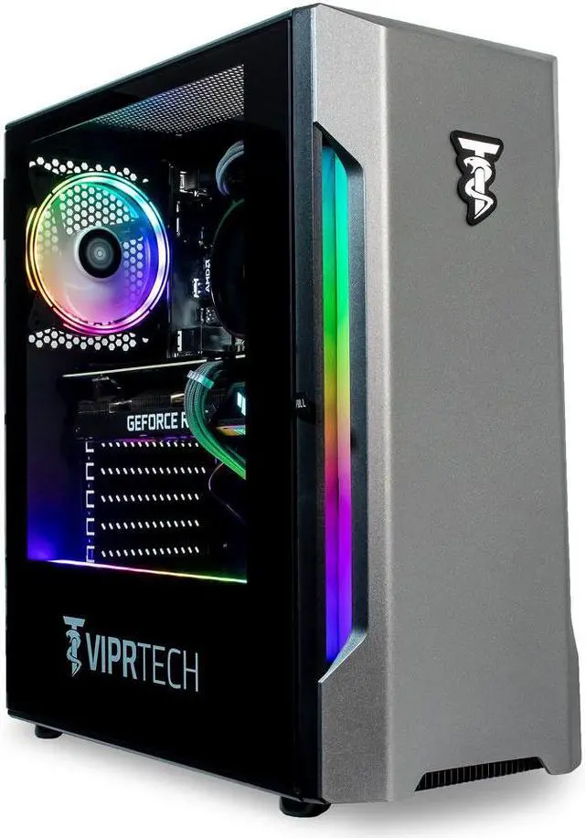 Main image of ViprTech Rebel 4.0 Gaming PC - AMD Ryzen 7 (4.1Ghz Turbo), RTX 4060 8GB, 32GB DDR4 3200, 1TB NVMe SSD, VR-Ready, Streaming, WiFi BT, RGB, Windows 11, Desktop Computer Black