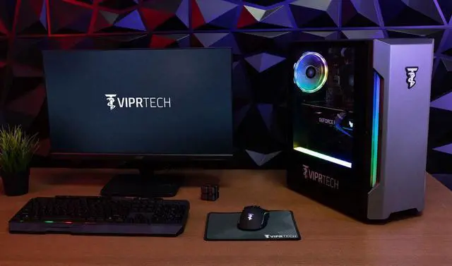 Alt view image 2 of 7 - ViprTech Rebel 4.0 Gaming PC - AMD Ryzen 7 (4.1Ghz Turbo), RTX 4060 8GB, 32GB DDR4 3200, 1TB NVMe SSD, VR-Ready, Streaming, WiFi BT, RGB, Windows 11, Desktop Computer Black