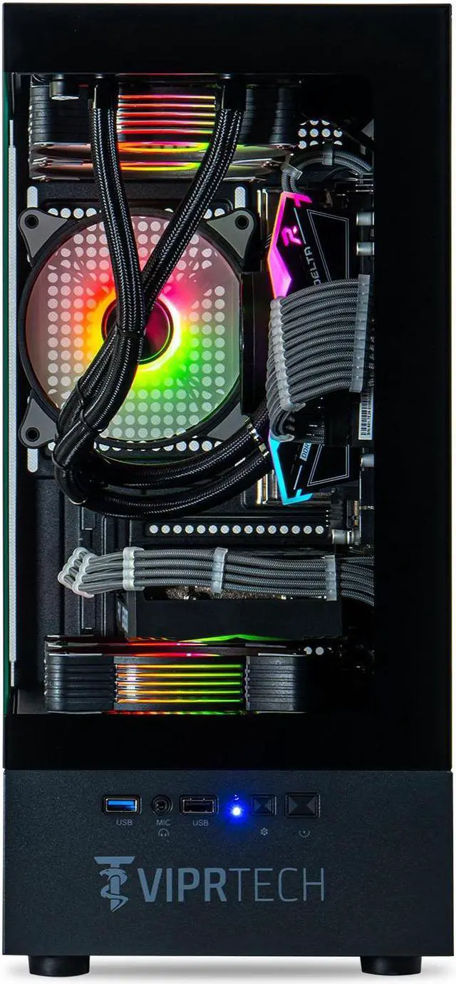 Alt view image 3 of 7 - ViprTech Reaper 2.0 Liquid-Cooled PC - AMD Ryzen 7 8700F (5.0Ghz Turbo), RTX 4060 Ti 8GB, 32GB DDR5 6400, 1TB NVMe SSD, VR-Ready, Streaming, RGB, Windows 11, Gaming Desktop Computer, Black