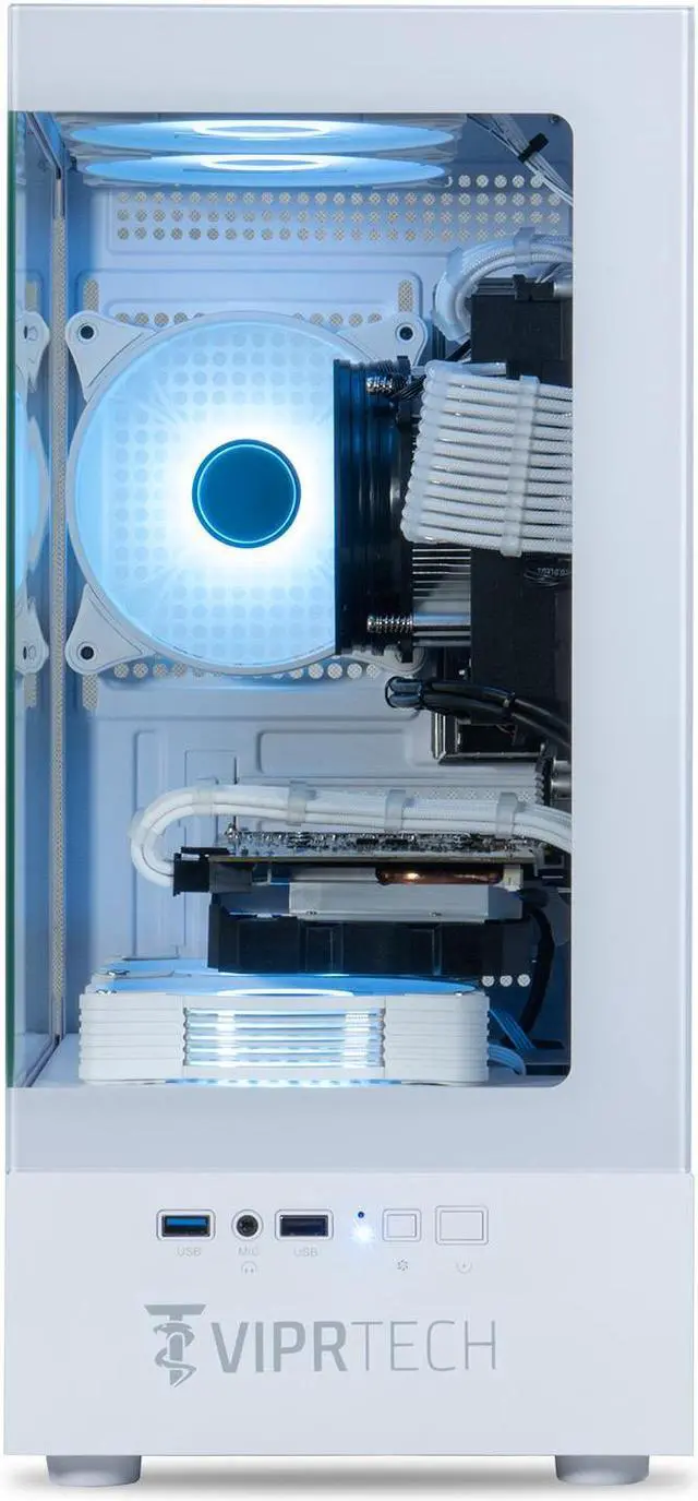 Alt view image 3 of 7 - ViprTech Stryker 3.0 Liquid-Cooled PC - AMD Ryzen 7 (4.1GHz Turbo), RTX 3060 12GB, 32GB DDR4 3200, 1TB NVMe SSD, WiFi BT, Win 11 Pro, RGB, Gaming Desktop Computer Prebuilt, White