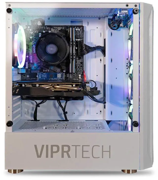 Alt view image 3 of 7 - ViprTech Avalanche 2.0 Gaming PC Computer Desktop - AMD Ryzen 7 (4.1Ghz Turbo), AMD Radeon RX 580 8GB, 32GB DDR4 3200, 1TB NVMe SSD, 700W PSU, VR-Ready, RGB, WiFi, Black