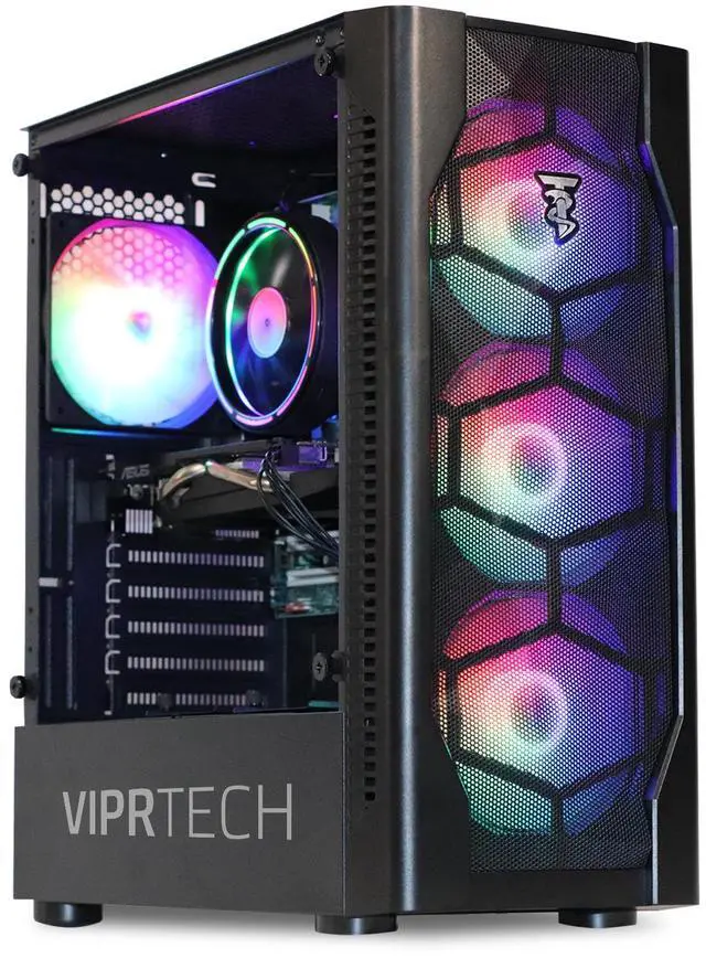 Main image of ViprTech Avalanche 2.0 Gaming PC Computer Desktop - AMD Ryzen 7 (4.1Ghz Turbo), AMD Radeon RX 580 8GB, 32GB DDR4 3200, 1TB NVMe SSD, 700W PSU, VR-Ready, RGB, WiFi, Black