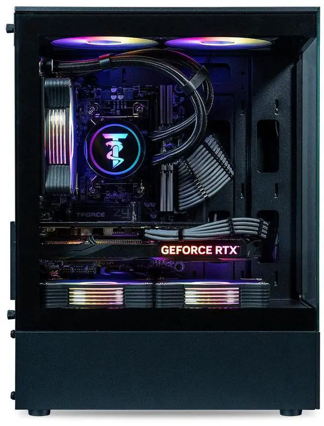 Alt view image 3 of 7 - ViprTech Stryker 4.0 Liquid-Cooled PC - AMD Ryzen 7 (4.4GHz Turbo), RTX 4060 8GB, 32GB DDR4 3200, 1TB NVMe SSD, WiFi BT, Win 11 Pro, RGB, Gaming Desktop Computer Prebuilt, Black