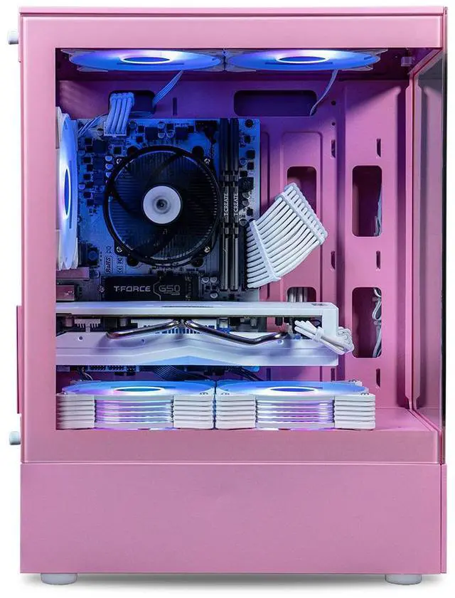 Alt view image 3 of 7 - ViprTech Stryker 4.0 Liquid-Cooled PC - AMD Ryzen 7 (4.4GHz Turbo), RTX 4060 8GB, 32GB DDR4 3200, 1TB NVMe SSD, WiFi BT, Win 11 Pro, RGB, Gaming Desktop Computer Prebuilt, Pink
