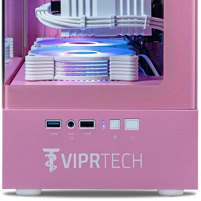 Alt view image 5 of 7 - ViprTech Stryker 4.0 Liquid-Cooled PC - AMD Ryzen 7 (4.4GHz Turbo), RTX 4060 8GB, 32GB DDR4 3200, 1TB NVMe SSD, WiFi BT, Win 11 Pro, RGB, Gaming Desktop Computer Prebuilt, Pink