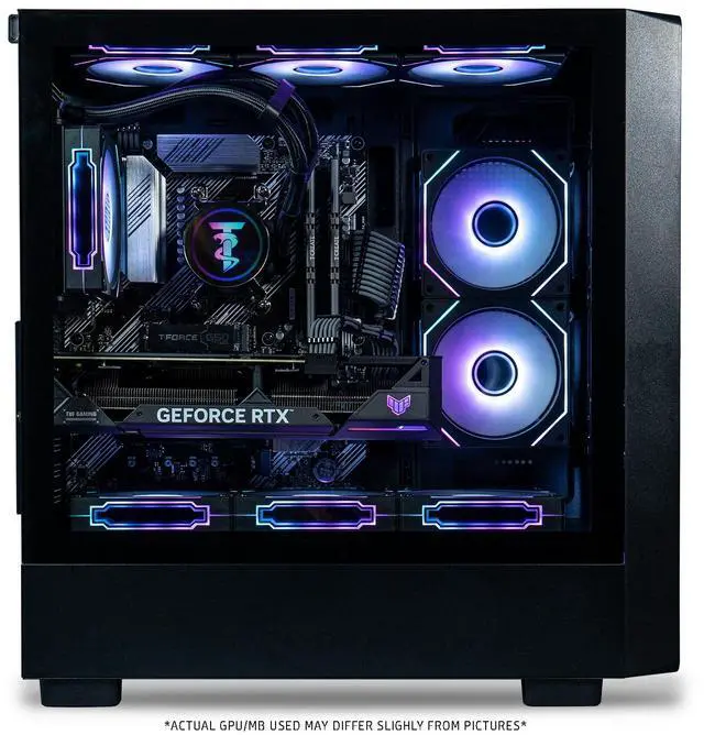 Alt view image 3 of 7 - ViprTech Overlord Liquid-Cooled Wood PC - AMD Ryzen 7 5700X (4.6Ghz Turbo), RTX 5060 Ti 8GB, 32GB DDR4 3200, 1TB NVMe SSD, Gold PSU, VR-Ready, RGB Keyboard Mouse, WiFi BT Win 11, Gaming Computer Black