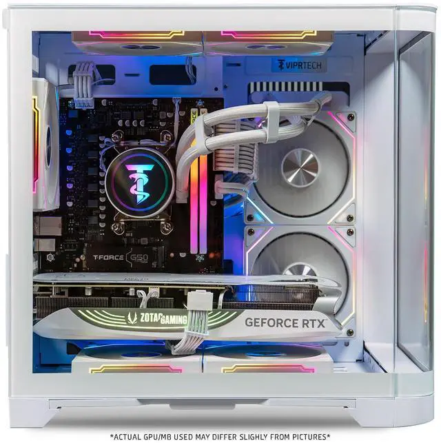 Alt view image 3 of 7 - ViprTech Reaper 3.0 Liquid-Cooled PC - AMD Ryzen 7 8700F (5.0Ghz Turbo), RTX 5070 12GB, 32GB DDR5 6400, 2TB NVMe SSD, VR-Ready, Streaming, RGB, Windows 11, Gaming Desktop Computer, White