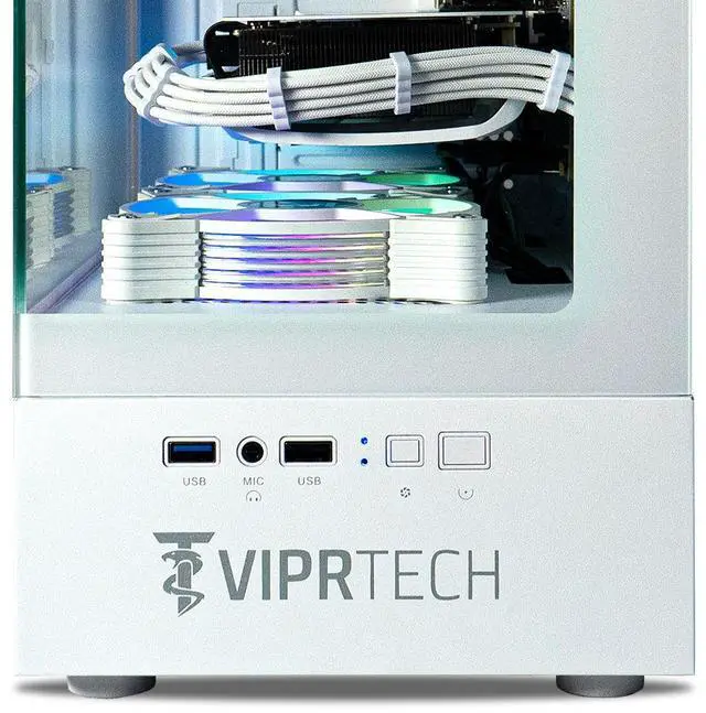 Alt view image 4 of 7 - ViprTech Stryker 3.0 Liquid-Cooled PC - AMD Ryzen 7 (4.1GHz Turbo), RTX 3060 12GB, 16GB DDR4, 1TB SSD, WiFi BT, Win 11 Pro, RGB, Gaming Desktop Computer Prebuilt, White