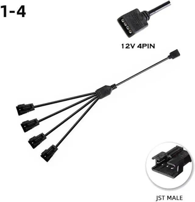 M/B RGB AURA SYNC JST SM Adapter Cable, Transfer To 12V 4Pin RGB,JST-4P  SM4P EL Wire Cord,,Male/Female Extension Cable