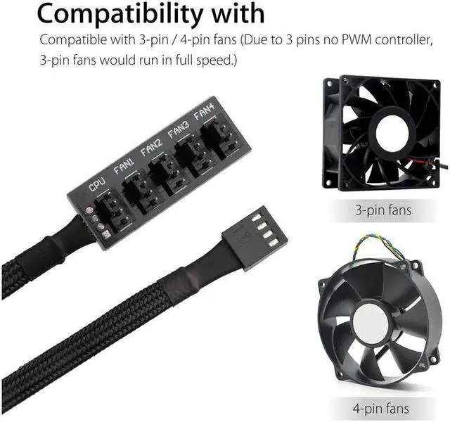 Alt view image 3 of 5 - 1 to 5 4pin 3pin Molex PWM CPU Cooler Case Chasis Cooling Fan Power Cable Hub Splitter Adapter