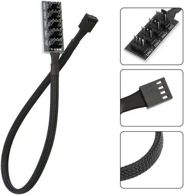 Alt view image 5 of 5 - 1 to 5 4pin 3pin Molex PWM CPU Cooler Case Chasis Cooling Fan Power Cable Hub Splitter Adapter