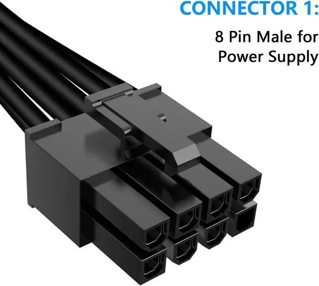 Alt view image 2 of 3 - 8Pin Male to Dual PCIe 8Pin (6+2) Male PCIe GPU 2 in 1 Splitter Power Cable for Corsair CoolerMaster Thermaltake Modular Power
