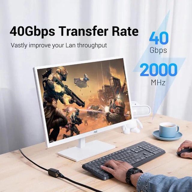 Alt view image 3 of 5 - Cat8 Ethernet Extension Cable SFTP 40Gbps RJ45 Extender Patch Cord Adapter for Router Modem PC Cat 8 Ethernet Cable(6.56ft)
