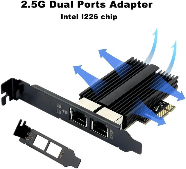 Alt view image 9 of 13 - 2500Mbps Pcie To RJ45 Intel I226 Network Card 2.5G Gigabit Ethernet Dual Ports 100/1000/2500Mbps Network Card For Desktop