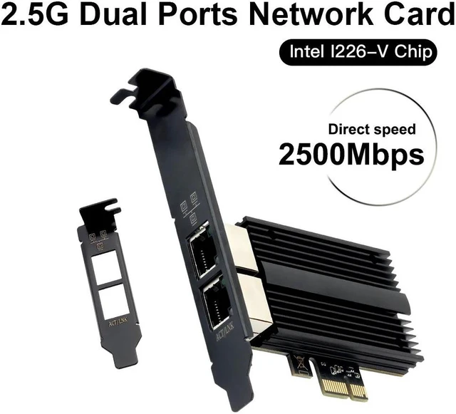 Alt view image 2 of 13 - 2500Mbps Pcie To RJ45 Intel I226 Network Card 2.5G Gigabit Ethernet Dual Ports 100/1000/2500Mbps Network Card For Desktop